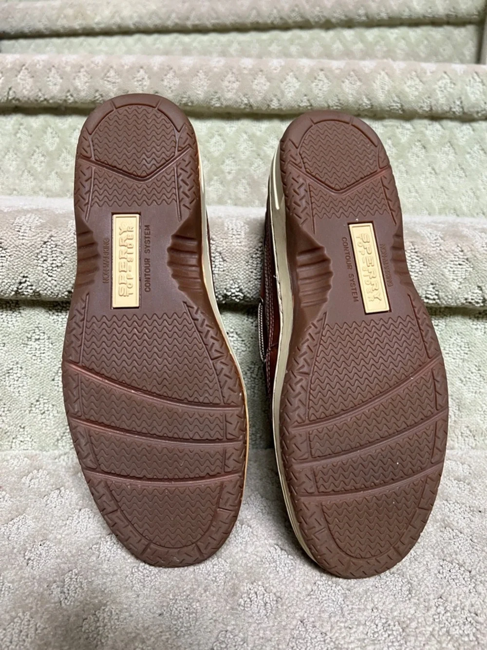 Sperry Chestnut Leather Slip-On Boat Shoes with Cream Sole - Picture 5 of 6